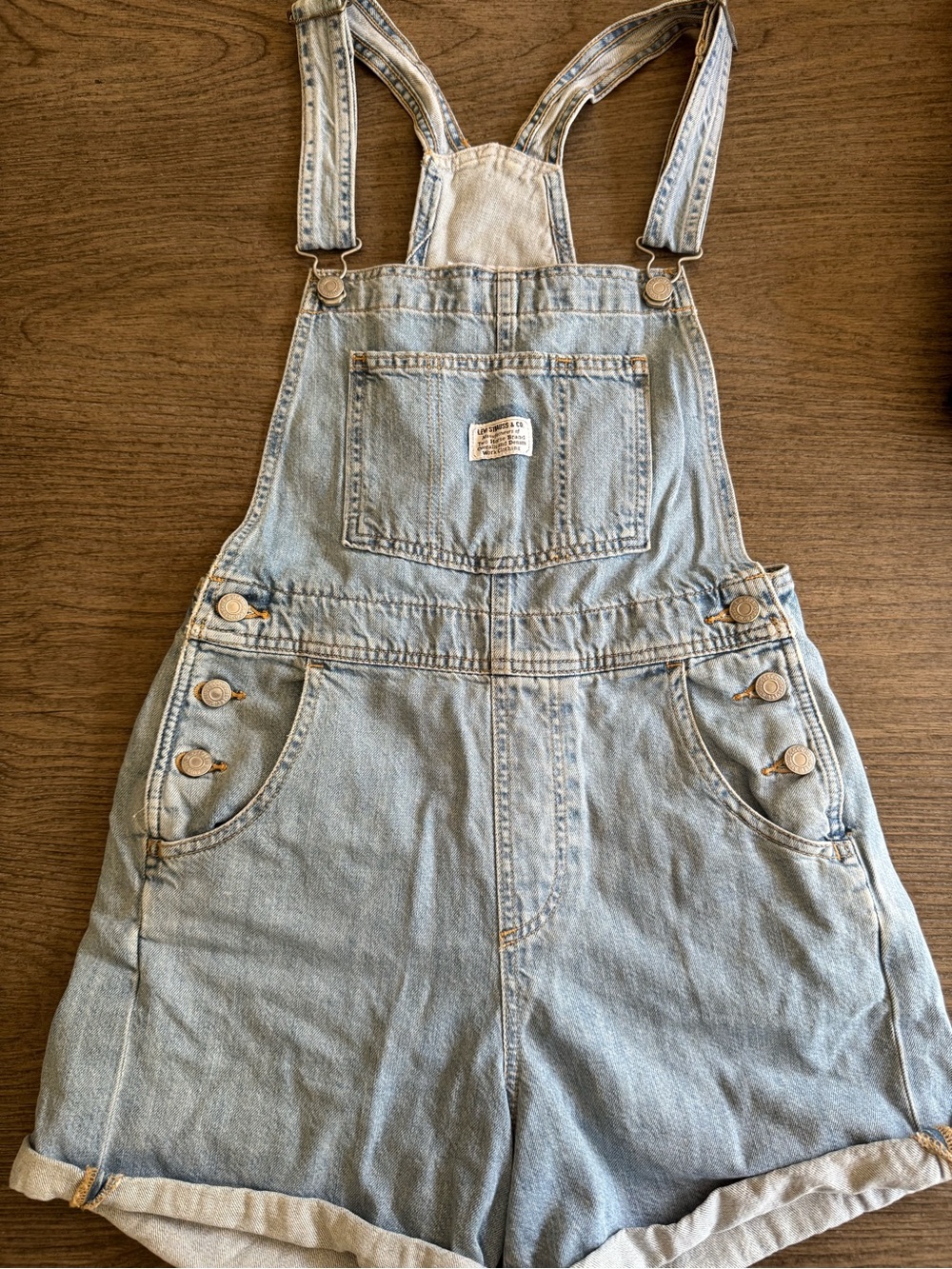 Levi's Light Blue Denim Short Overalls Sz XS